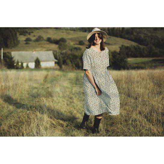 LINEN JERSEY SMALL FLOWERS NATURAL #7