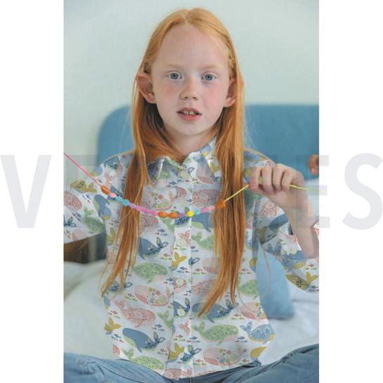 POPLIN GOTS BEAUTIFUL WHALE LIGHT ROSE #7