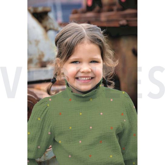 MUSSELIN STICKEREI PUNKTE OCKER #7