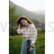 LINEN VISCOSE YARN DYED CHECK NAVY (thumbnail) #7