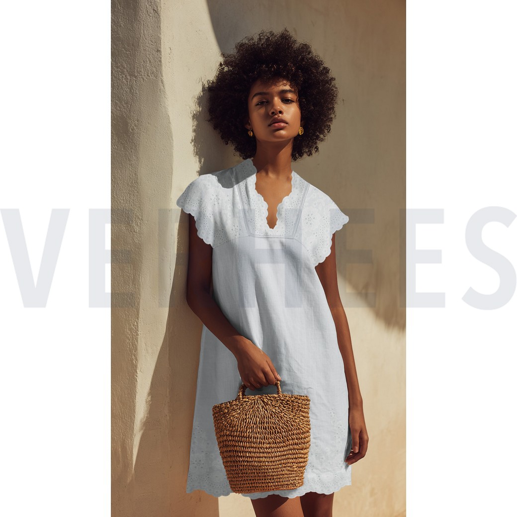 COTTON EMBROIDERY ONE-SIDE BORDER WHITE #7