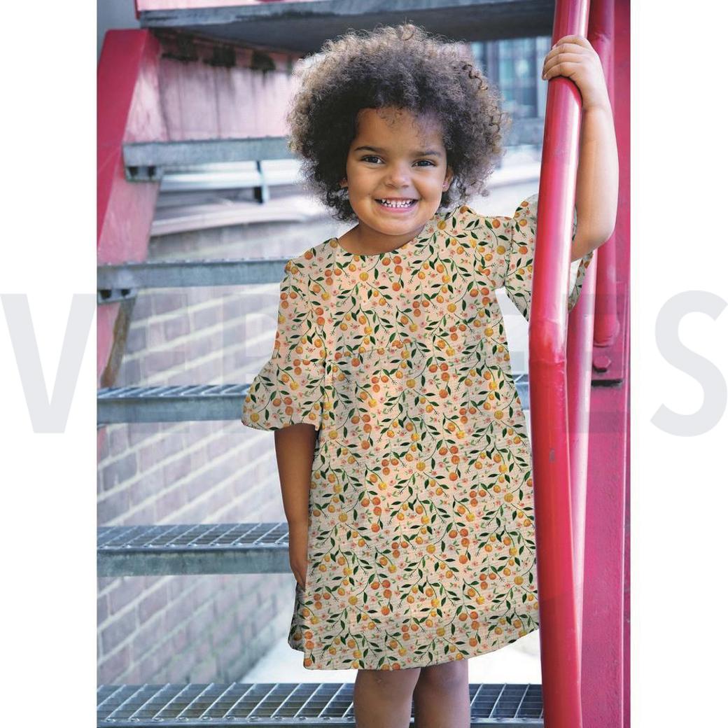 DOUBLE GAUZE DIGITAL FRUIT & FLOWERS SOFT GREEN #7