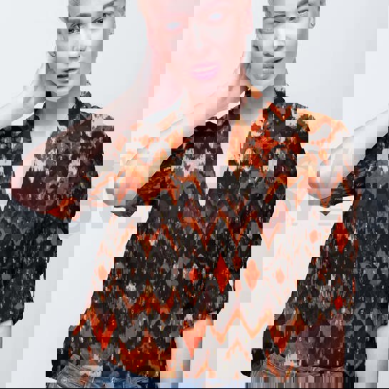 VISCOSE LUREX DIGITAL GRAPHIC DARK BROWN #7