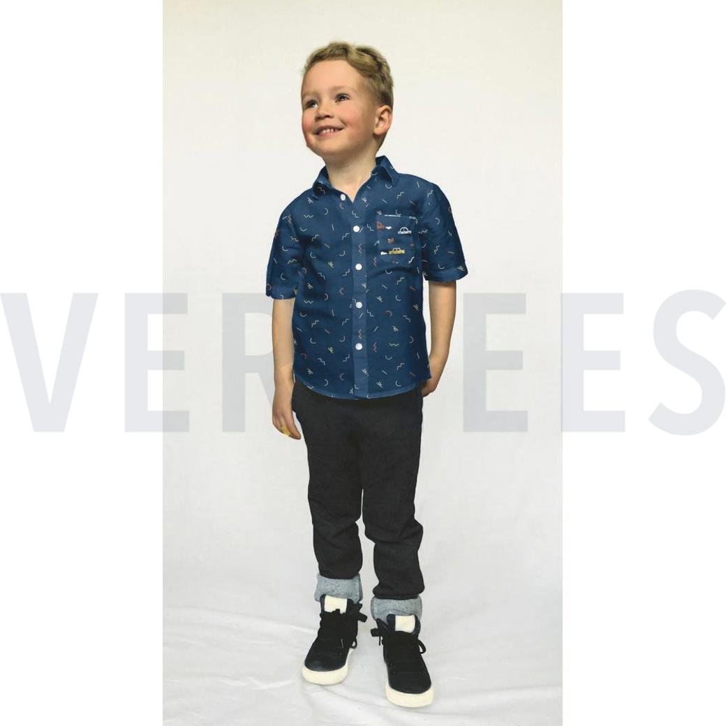 POPLIN CARS TRAFFIC LIGHT BLUE #7