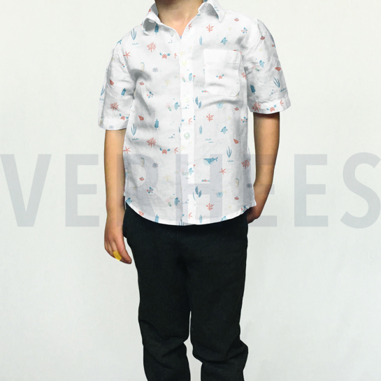 POPLIN GOTS OCEAN LIFE WHITE #7