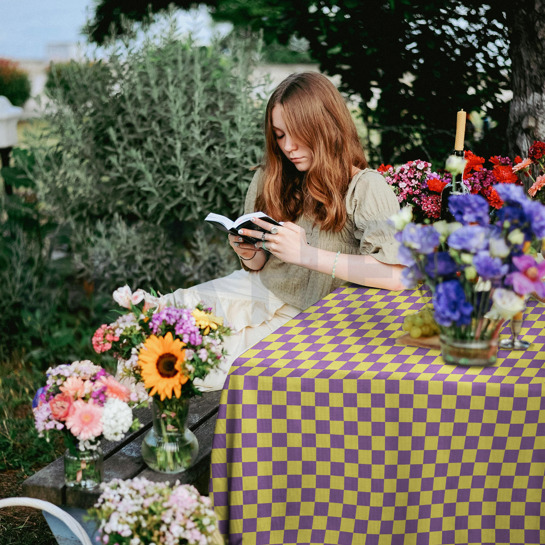 COTON ENDUIT CARREAUX VERT / ROSE #7