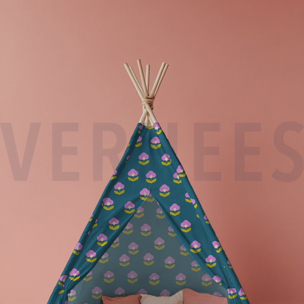COATED COTTON RETRO FLOWERS LAVENDER #7
