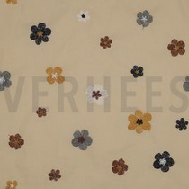 COTTON VOILE EMBROIDERY FLOWERS SAND (thumbnail)