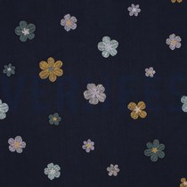 COTTON VOILE EMBROIDERY FLOWERS NAVY (thumbnail)
