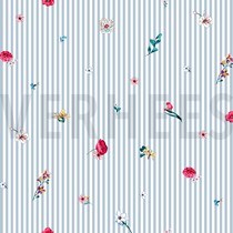 POPLIN DIGITAL FLOWERS WITH STRIPES BABY BLUE (thumbnail)