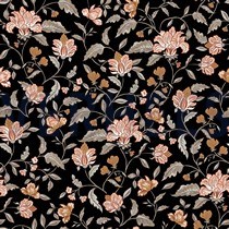 BAMBOO COTTON JERSEY FLOWERS BLACK (thumbnail)
