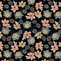 ROSELLA STRETCH FLOWERS BLACK (thumbnail)