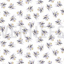 JERSEY DIGITAL FLOWERS AND LEAVES WHITE/ LAVENDER (thumbnail)
