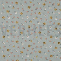 POPLIN GOOSE AND FLOWERS TEAL (thumbnail)