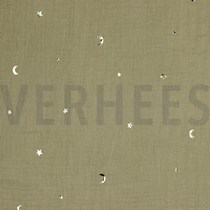 DOUBLE GAUZE FOIL MOON AND STARS TAUPE (thumbnail)