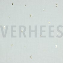 DOUBLE GAUZE FOIL MOON AND STARS OFF WHITE (thumbnail)