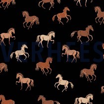 FRENCH TERRY HORSES BLACK (thumbnail)