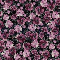 FRENCH TERRY DIGITAL SPRING FLOWERS BLACK (thumbnail)