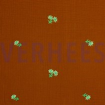 DOUBLE GAUZE EMBROIDERY FLOWERS RUST (thumbnail)