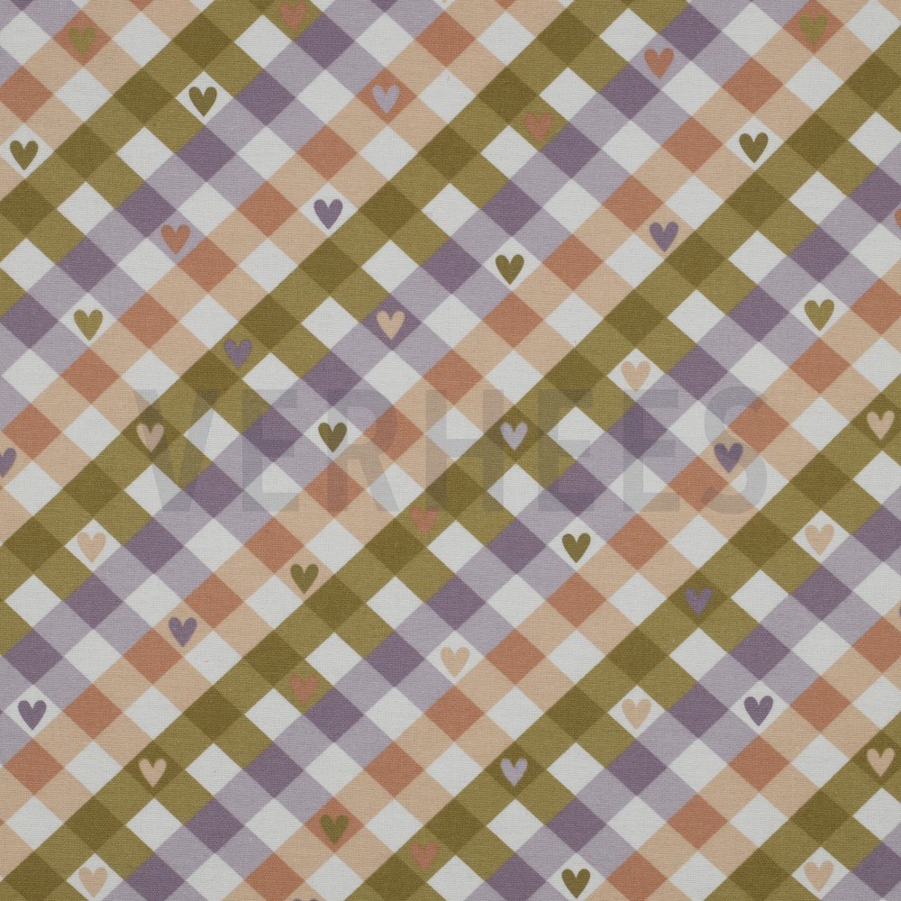 FLANNEL CHECK WITH HEARTS GREEN / PURPLE (hover)