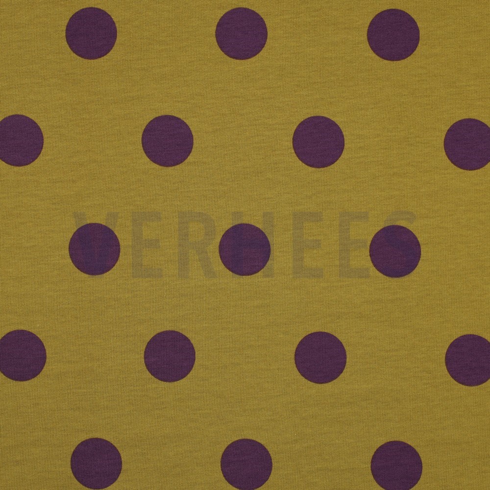 FRENCH TERRY BIG DOTS DARK OCHRE (hover)
