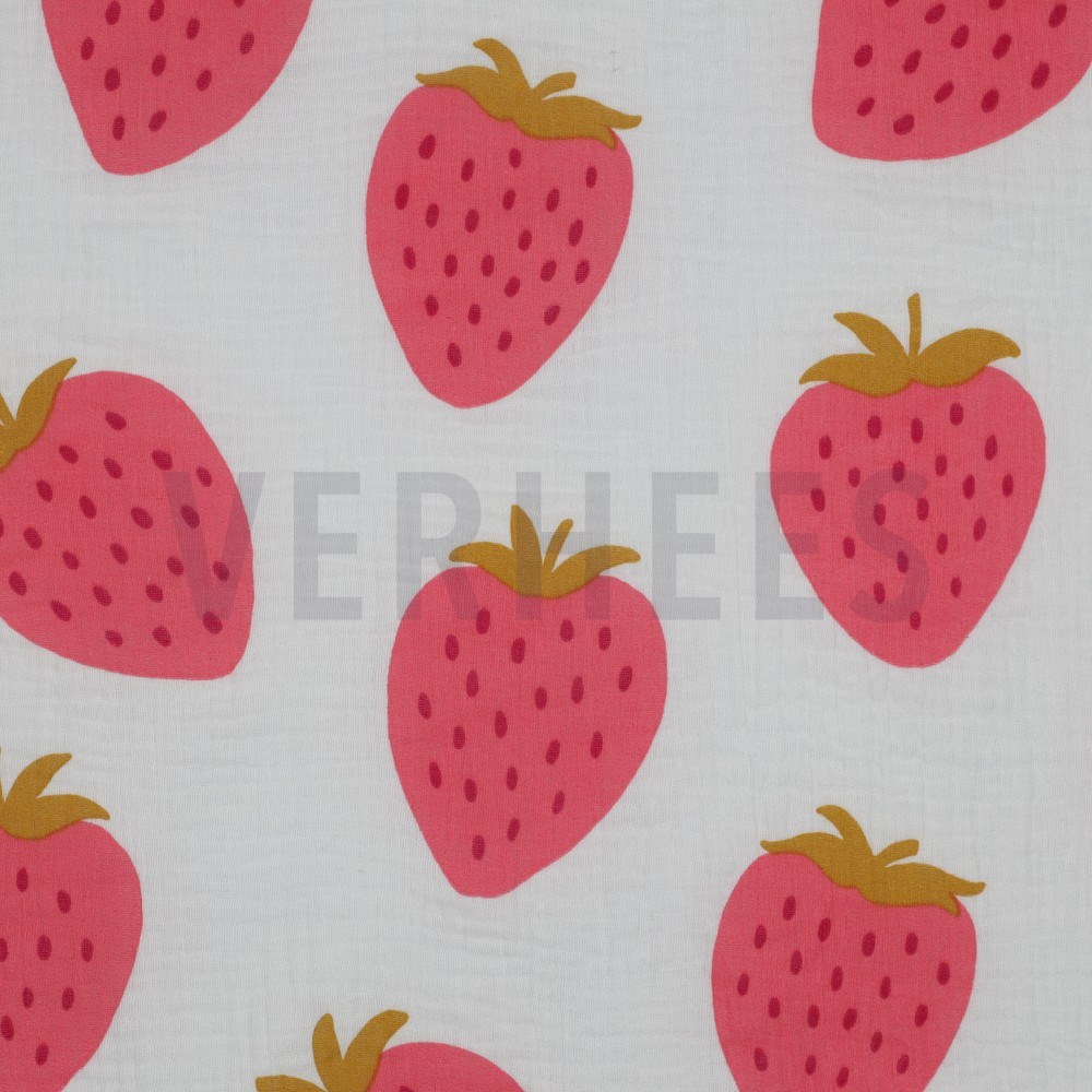 DOUBLE GAUZE STRAWBERRIES OFF-WHITE (hover)