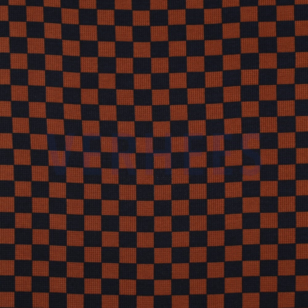 KNITTED WAFFLE CHECK BROWN (hover)