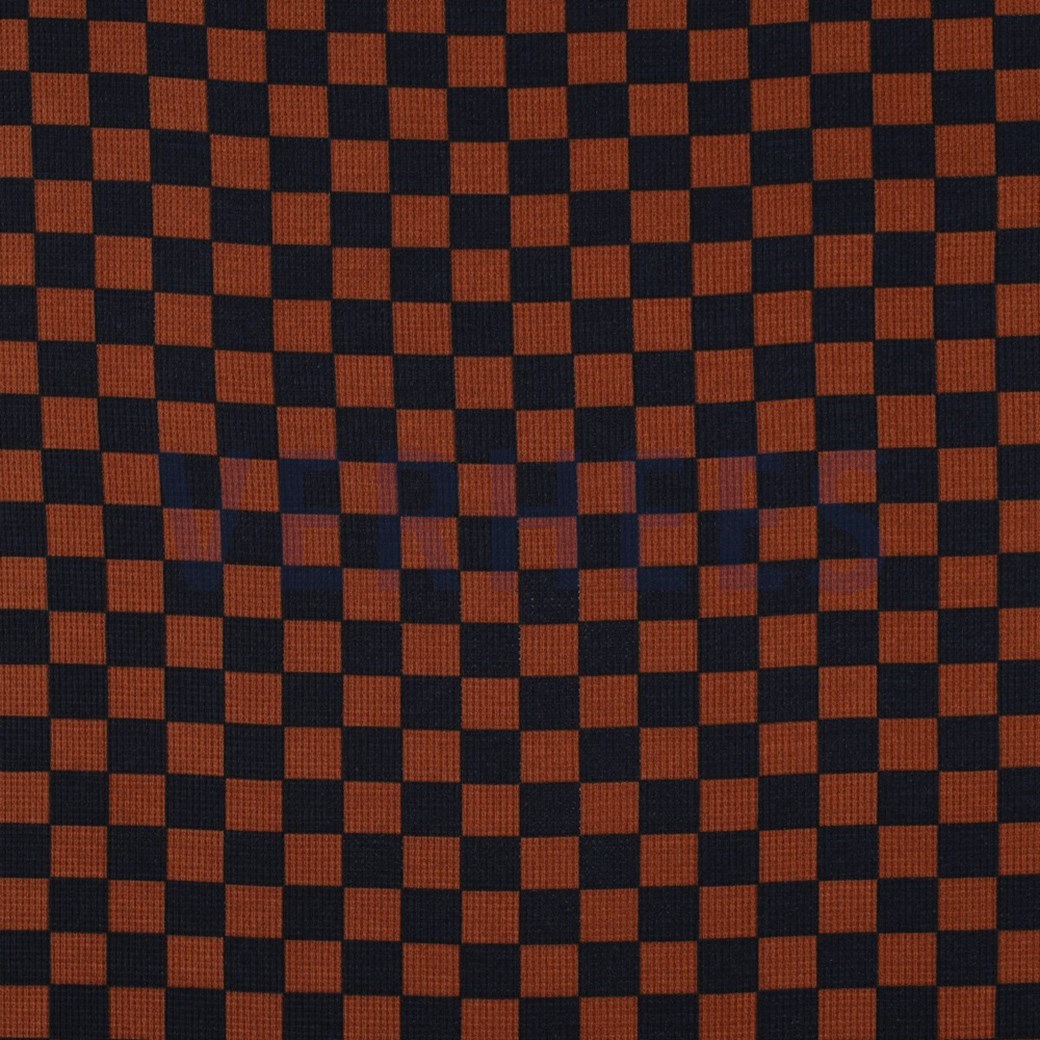 KNITTED WAFFLE CHECK BROWN