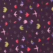 FINE POPLIN BIRDS DARK PURPLE (thumbnail)