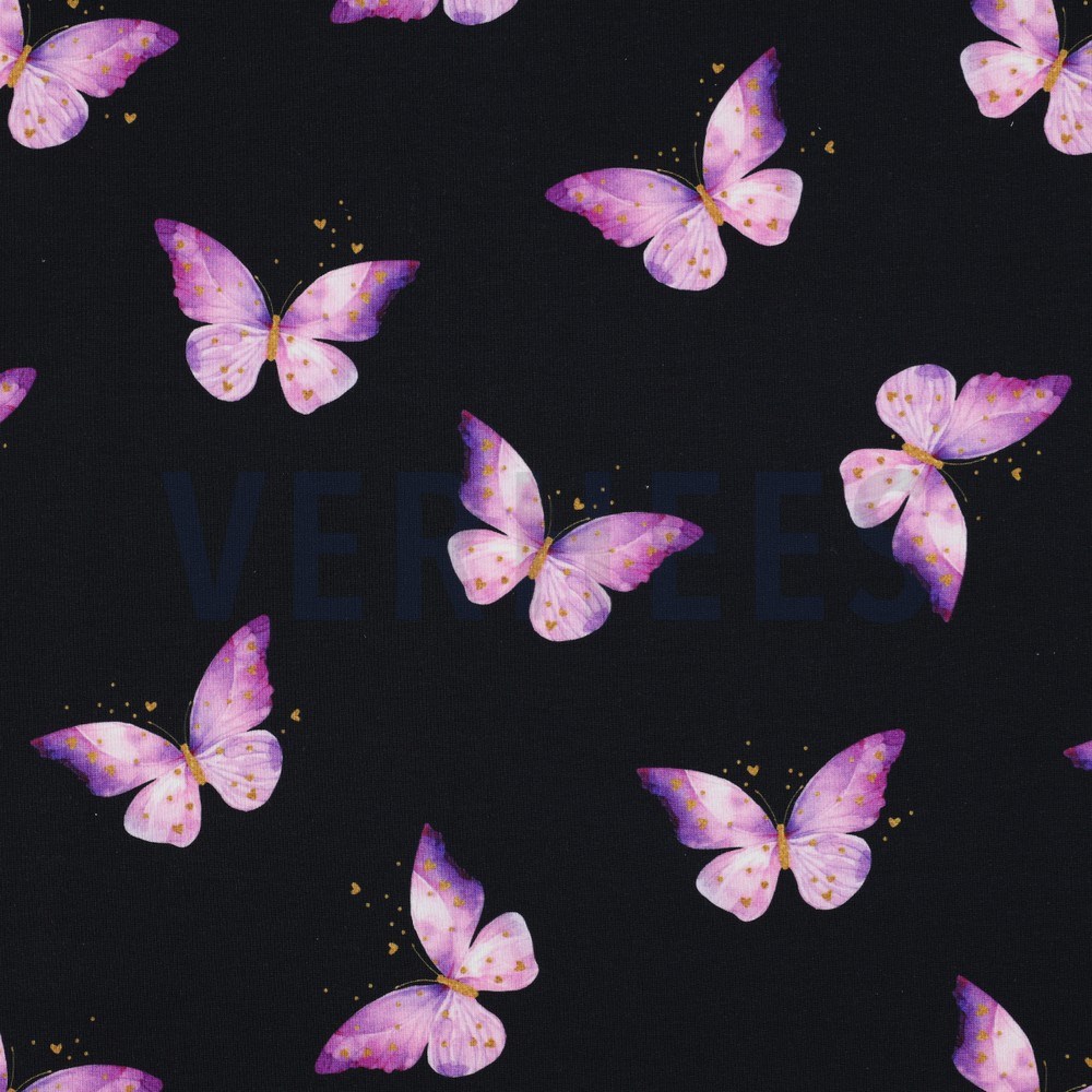 FRENCH TERRY DIGITAL BUTTERFLIES NAVY
