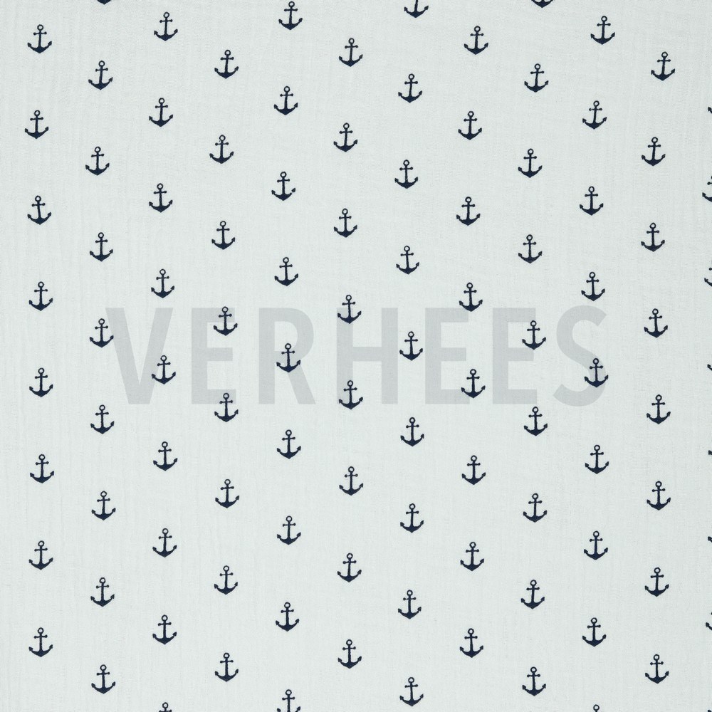 DOUBLE GAUZE ANCHOR WHITE/NAVY (hover)