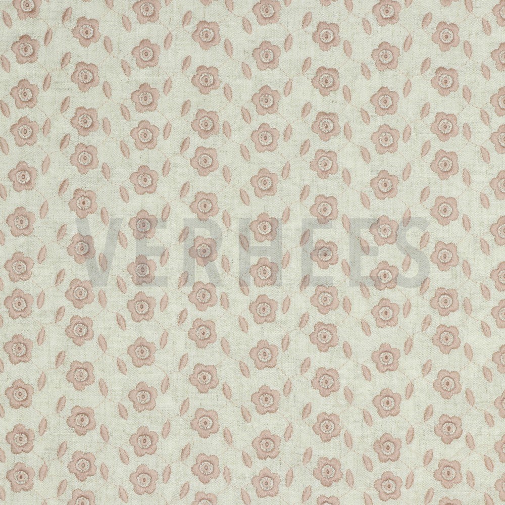 LINEN VISCOSE EMBROIDERY ROSE