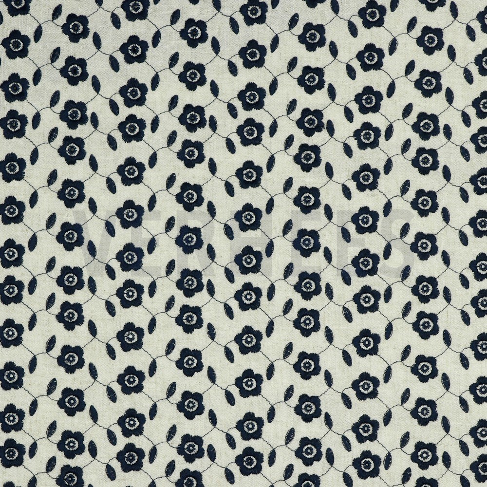 LINEN VISCOSE EMBROIDERY NAVY (hover)