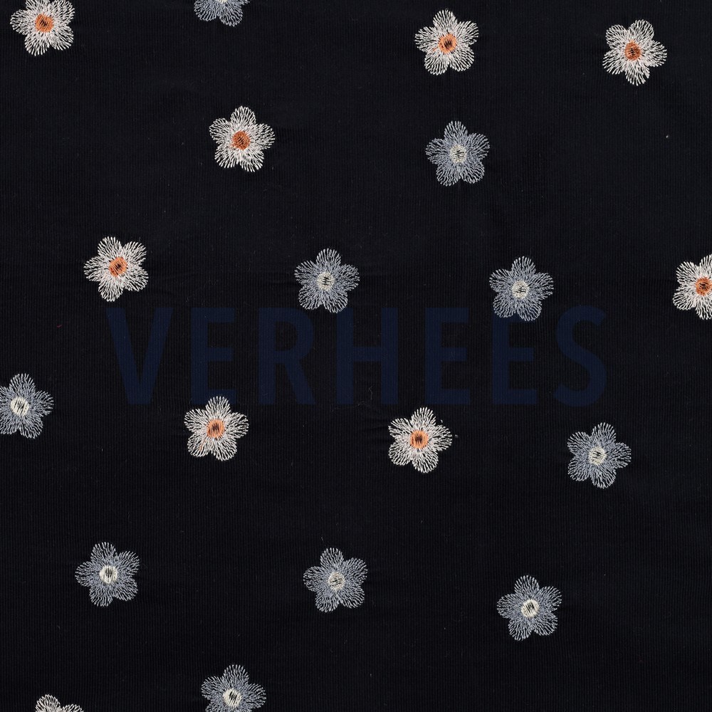 BABYCORD 21W EMBROIDERY FLOWER NAVY
