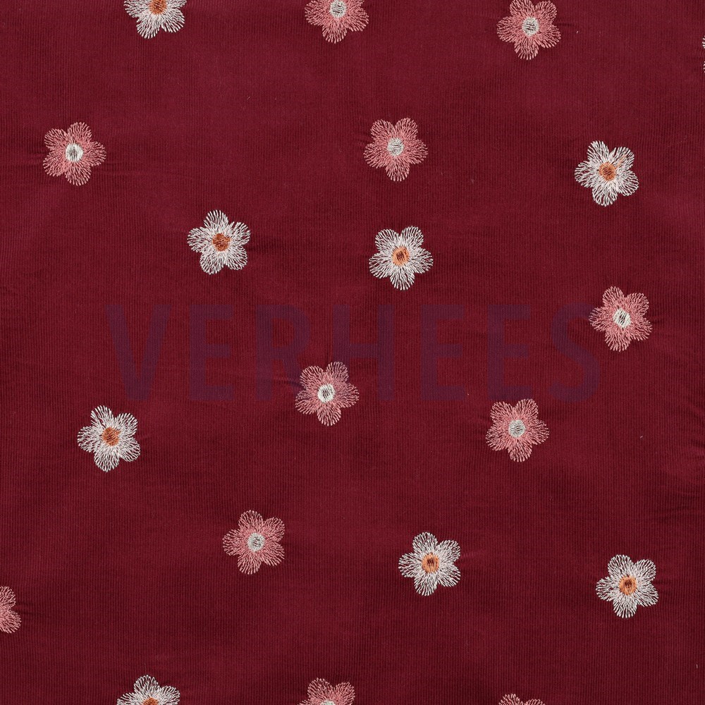 BABYCORD 21W EMBROIDERY FLOWER BORDEAUX