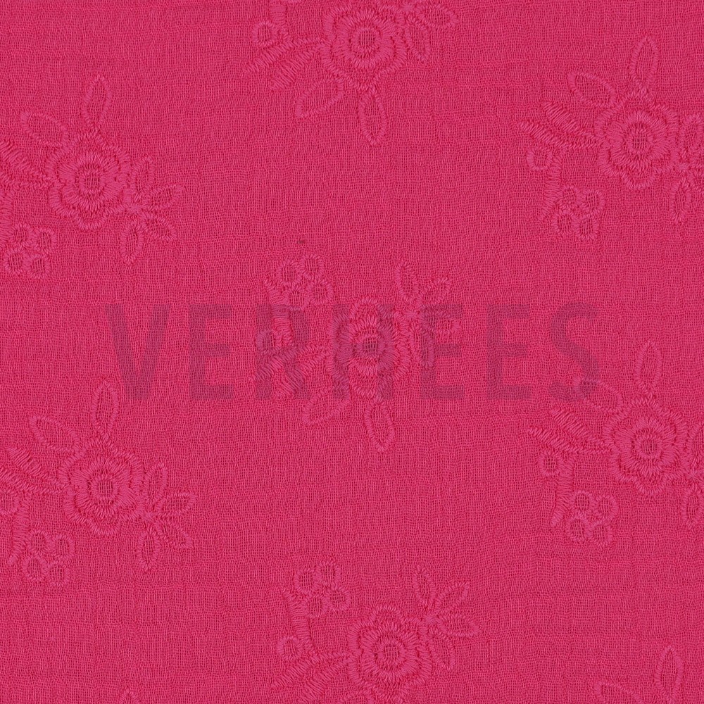 DOUBLE GAUZE EMBROIDERY FLOWERS FUCHSIA (hover)