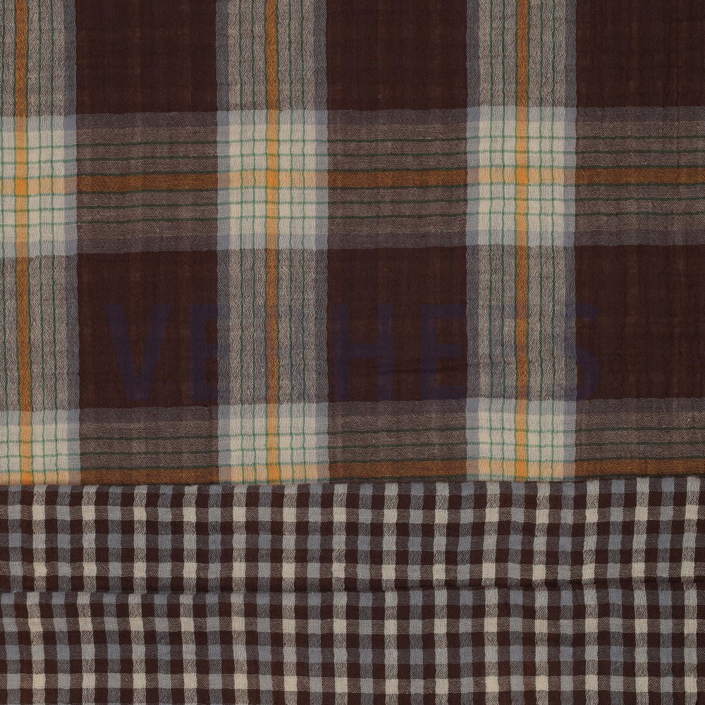 DOUBLE SIDED DOUBLE GAUZE CHECKS BROWN COMBO (hover)