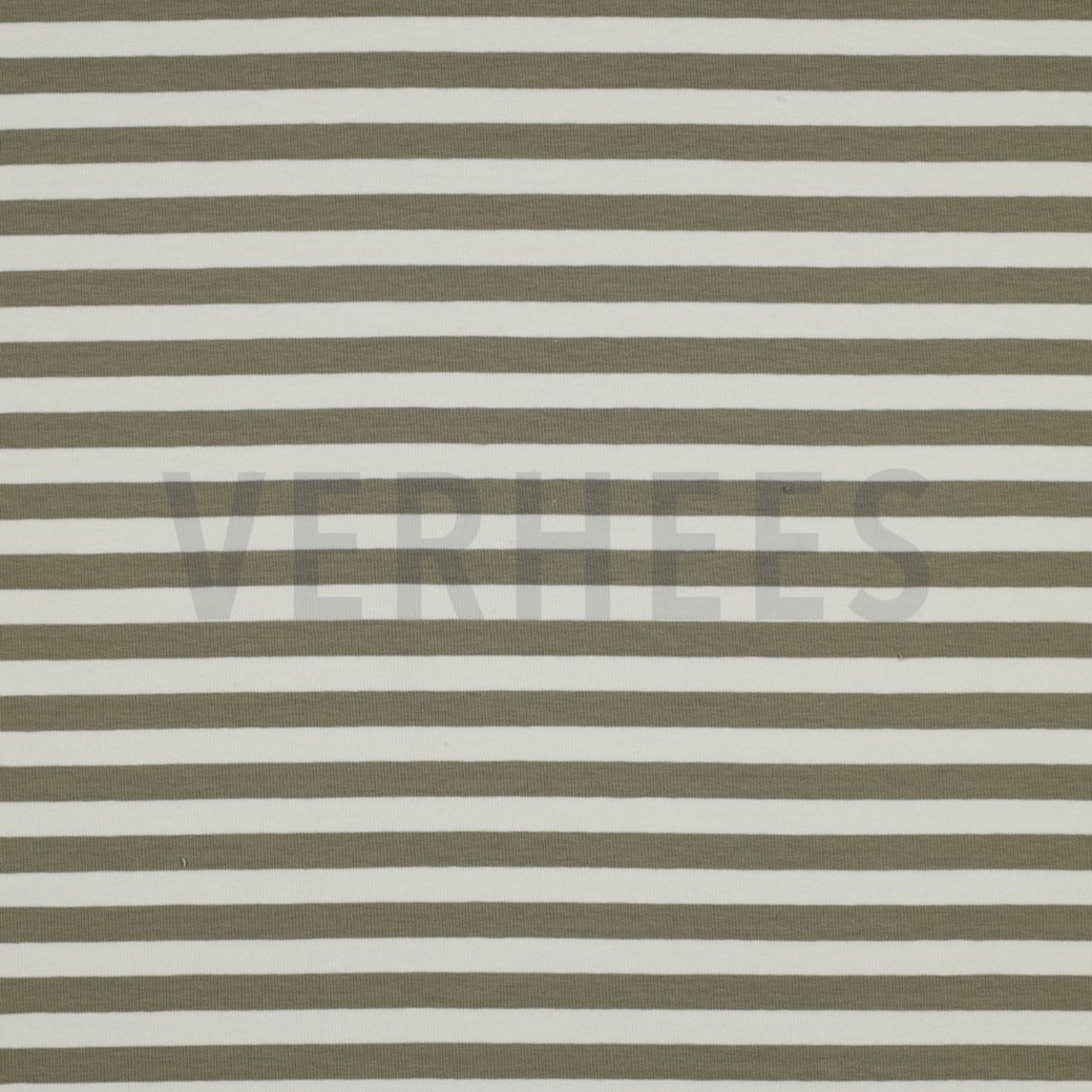 FRENCH TERRY YARN DYED STRIPES MOSS GREEN / OFF WHITE
