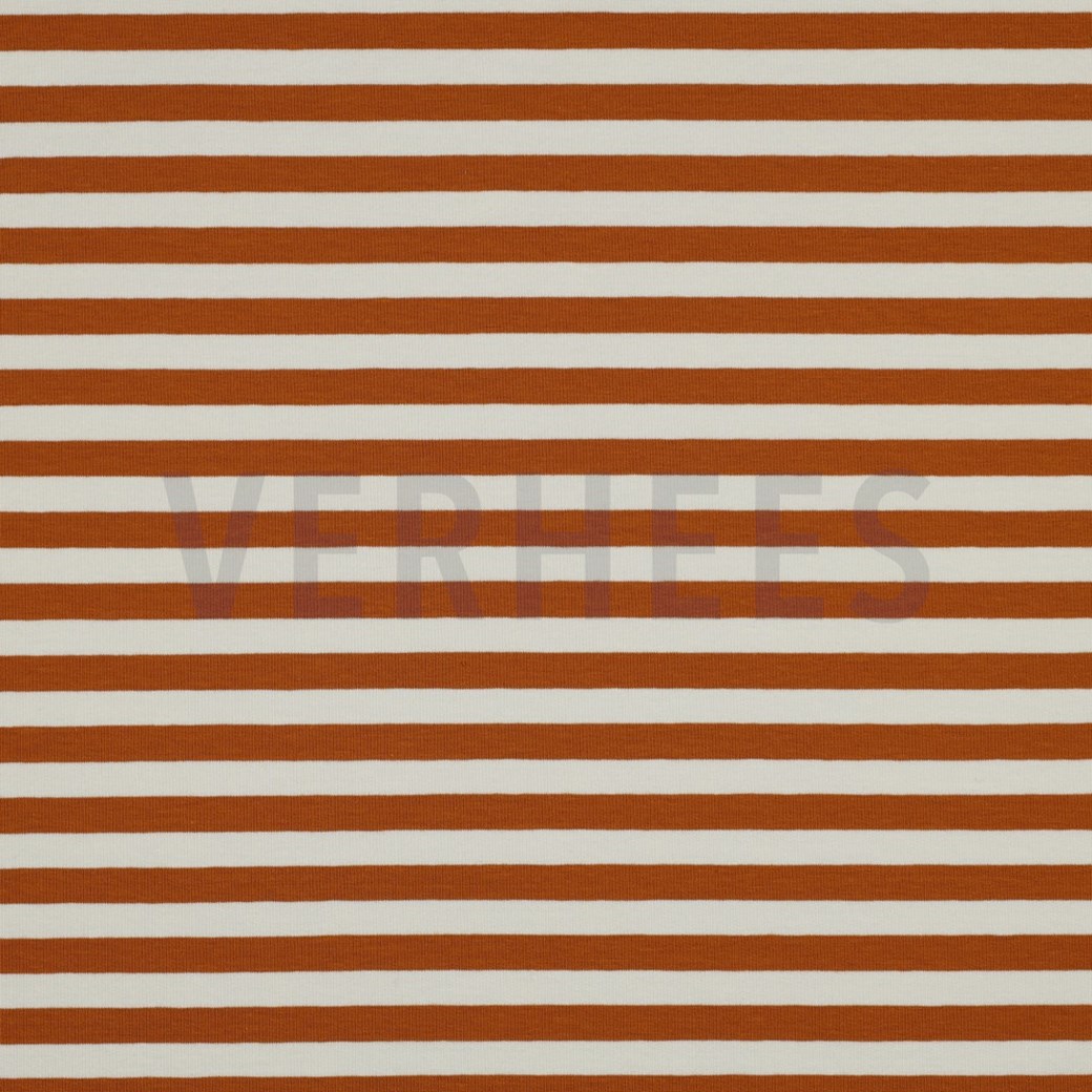 FRENCH TERRY YARN DYED STRIPES LIGHT BROWN / OFF WHITE