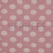 DOUBLE GAUZE JACQUARD SMILEY PINK / ECRU (thumbnail)