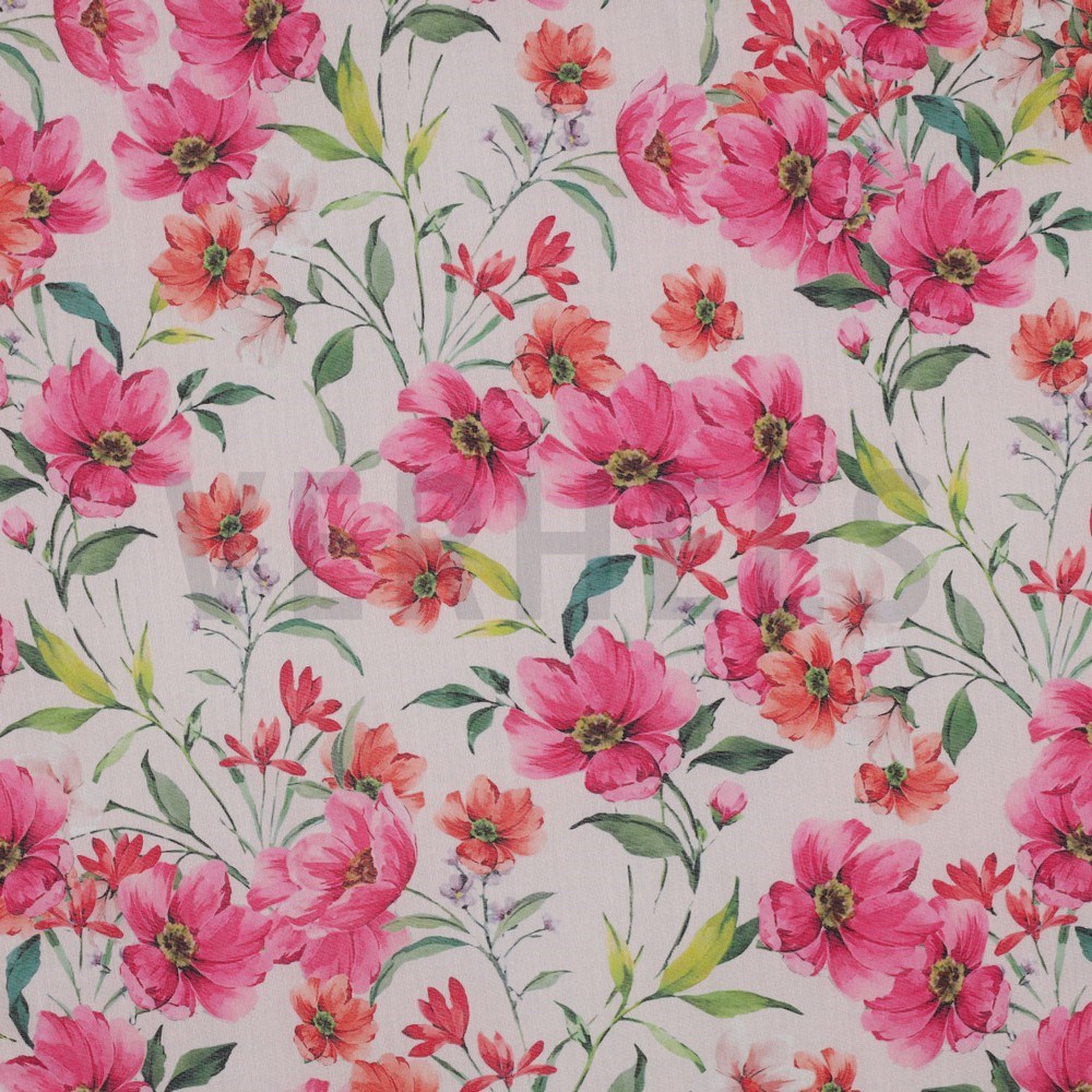 COTTON VOILE DIGITAL FLOWERS PINK (hover)