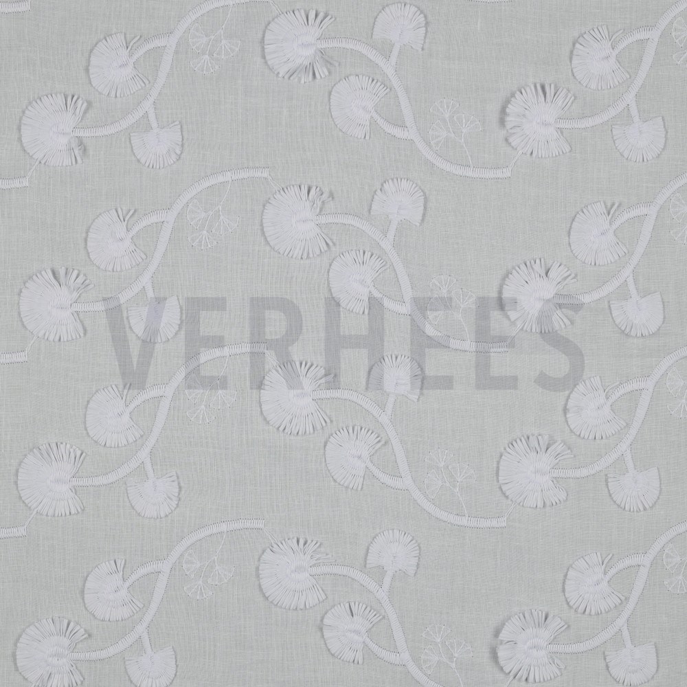 COTTON VOILE EMBROIDERY FLOWERS WHITE (hover)