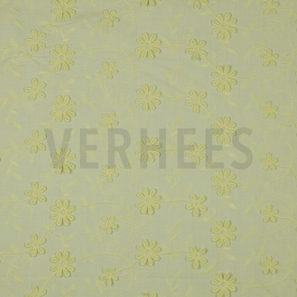 COTTON VOILE EMBROIDERY FLOWERS YELLOW