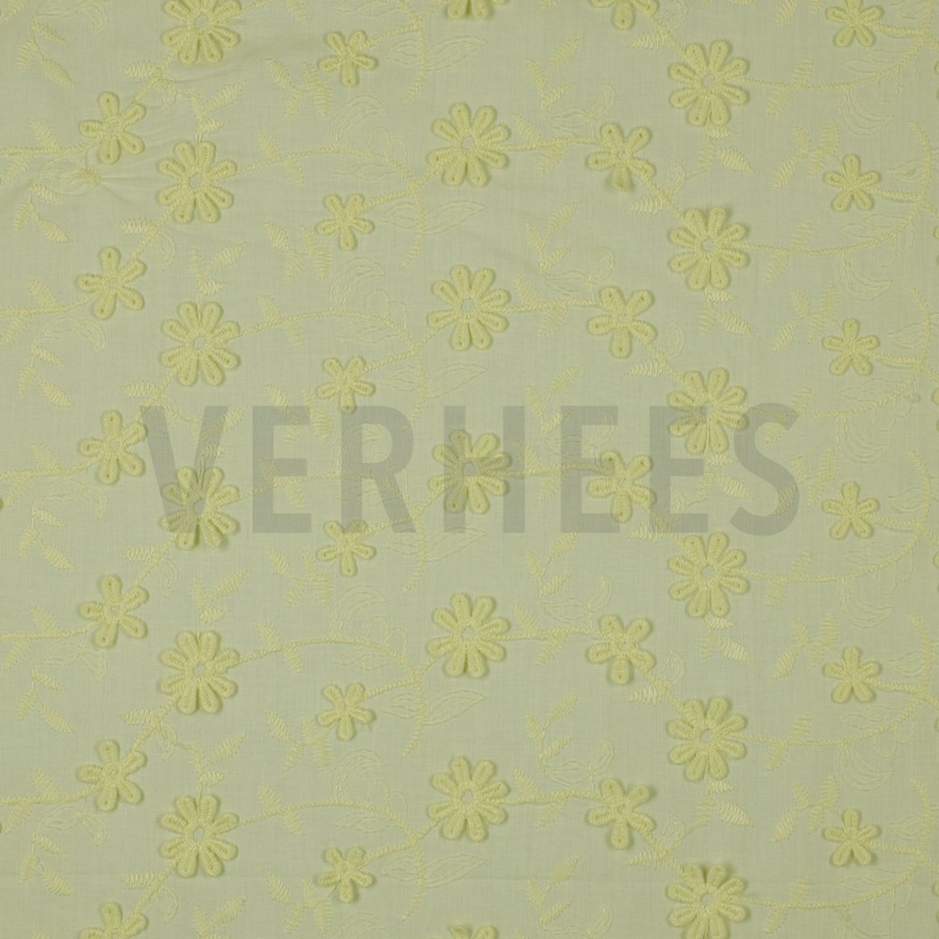 COTTON VOILE EMBROIDERY FLOWERS YELLOW