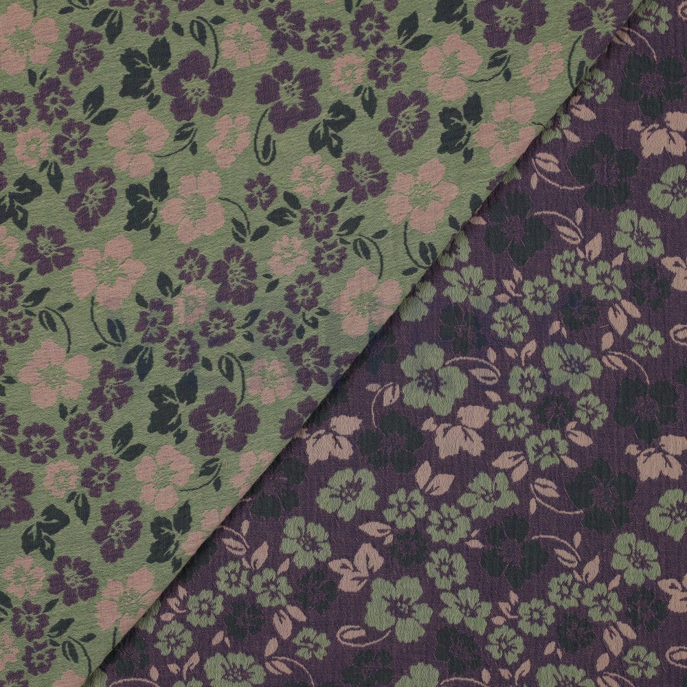 DOUBLE GAUZE JACQUARD FLOWERS GREEN (hover)