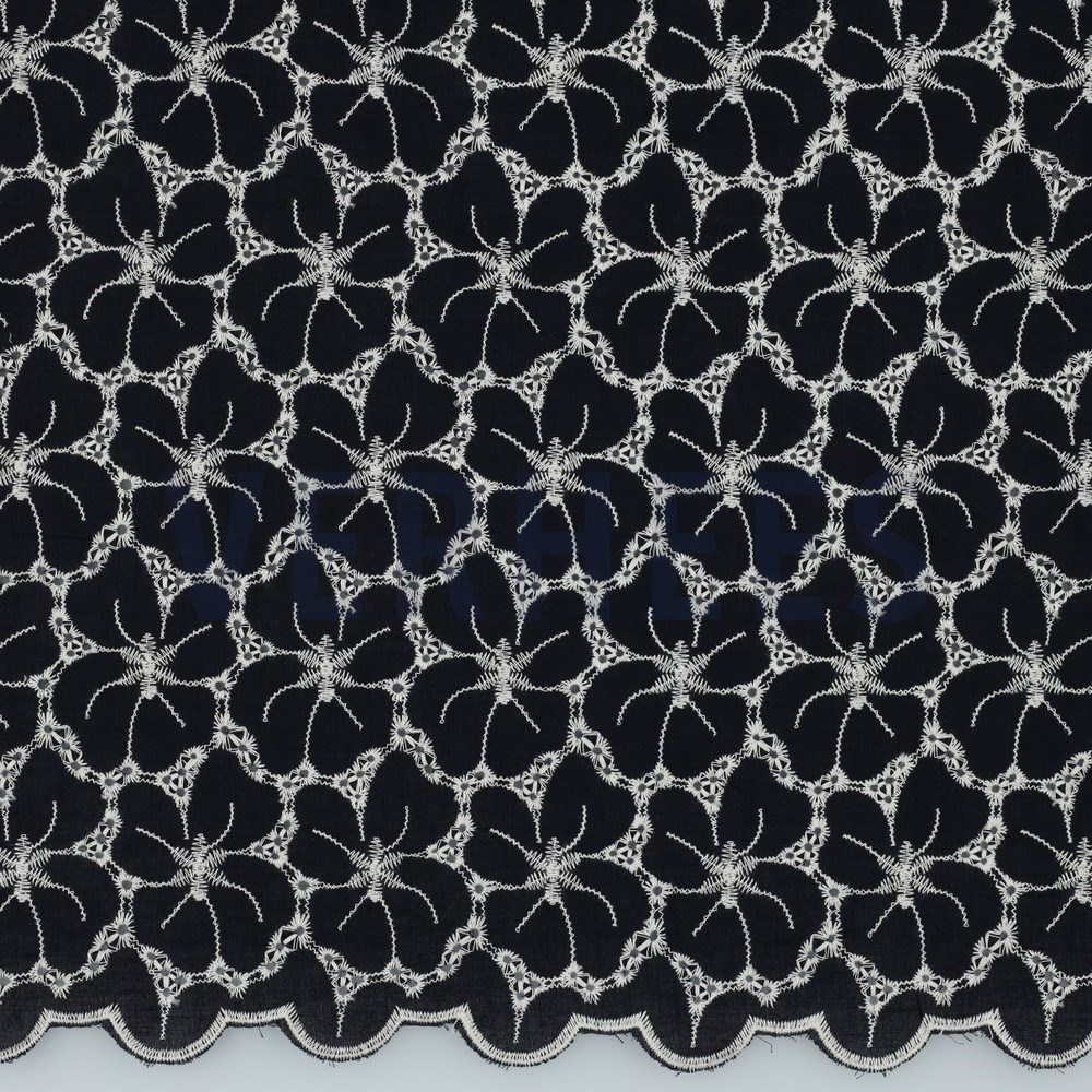 COTTON EMBROIDERY 2-SIDE BORDER NAVY