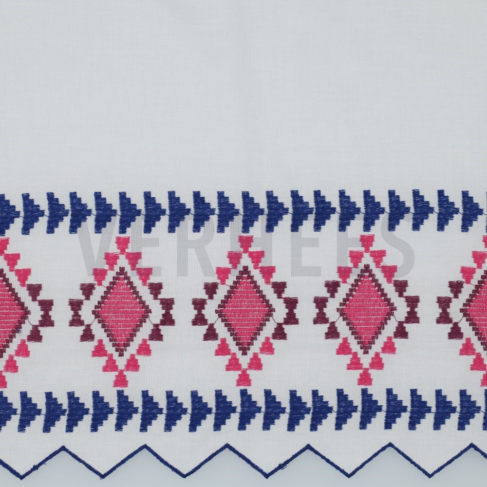 COTTON VOILE EMBROIDERY 1-SIDE WHITE / BLUE (hover)