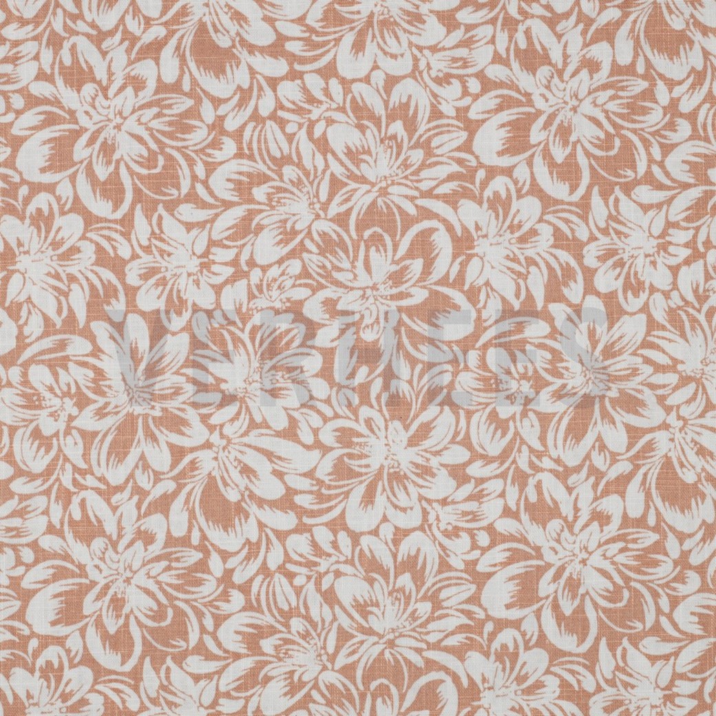 LINEN WASHED FLOWERS LIGHT APRICOT
