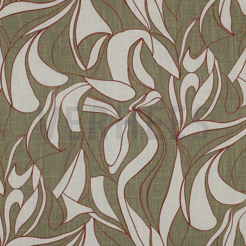 LINEN WASHED ABSTRACT OLIVE