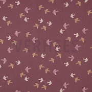 POPLIN GOTS BIRDS AND BUTTERFLIES WINE RED (thumbnail)